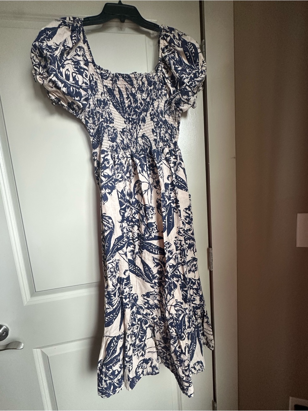 Lapogee Navy and Cream Smocked Maxi Dress - Women’s XL/P